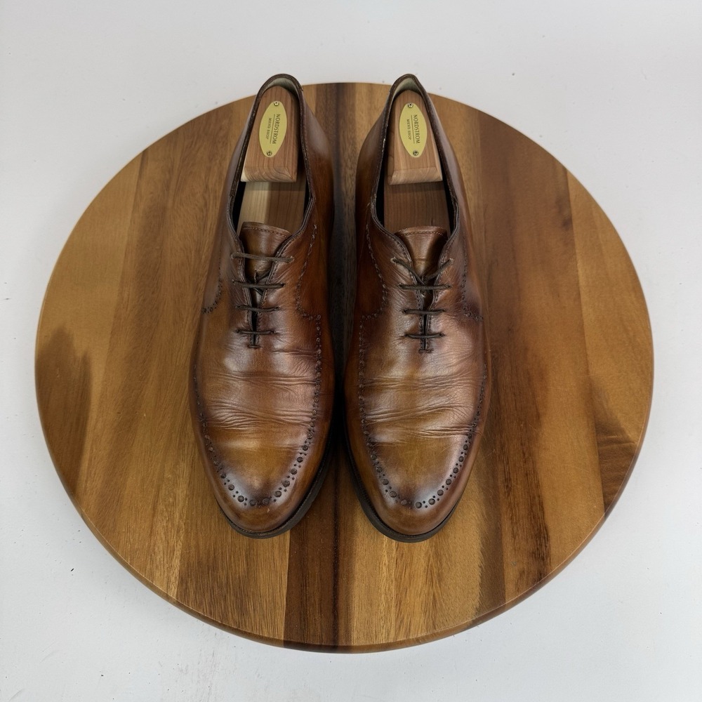 Mens Berluti Brown Burnished Leather Eyelet Dress Shoes Oxfords Size 10.5 D - Picture 6 of 9